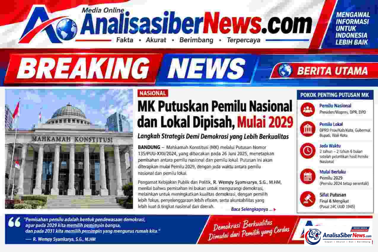 Berita tentang putusan MK terkait pemilu nasional dan lokal mulai 2029.