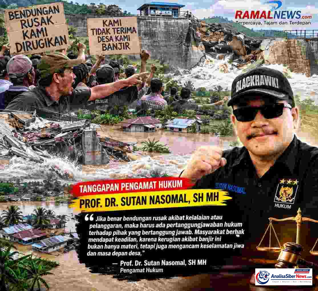Warga dan aparat hukum menghadap banjir dan kerusakan di Gambus Laut.