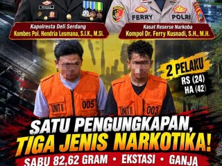 Polresta Deli Serdang Ungkap Kasus Narkotika, Dua Terduga Pelaku Diamankan Bersama 82,62 Gram Sabu