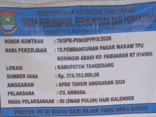 Papan Proyek Perkim Kabupaten Tangerang Tak Cantumkan Desa dan Kecamatan, Ada Apa